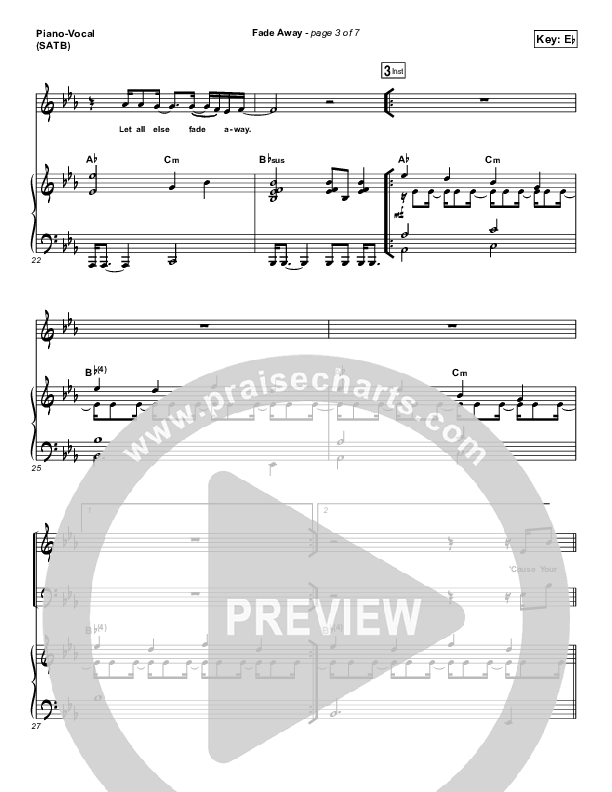 Fade Away Piano/Vocal (SATB) (Passion / Melodie Malone)