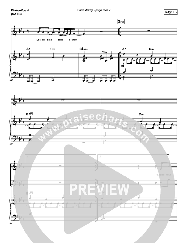 Fade Away Piano/Vocal (SATB) (Passion / Melodie Malone)