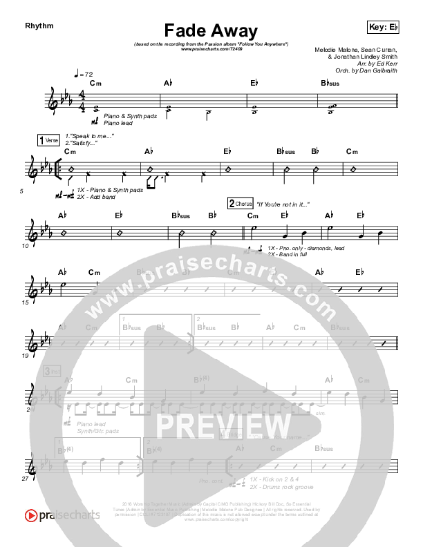 Fade Away Rhythm Chart (Passion / Melodie Malone)