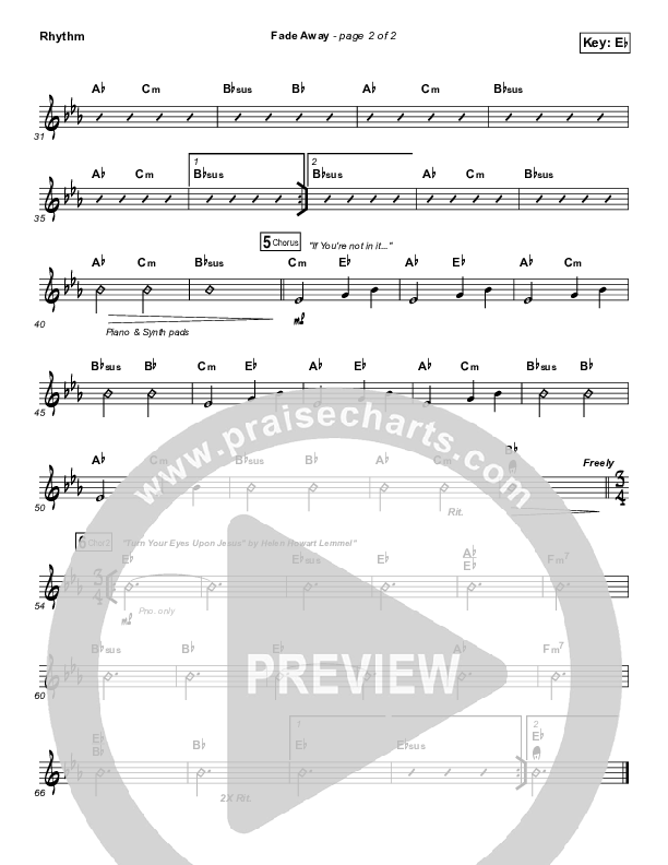 Fade Away Rhythm Chart (Passion / Melodie Malone)