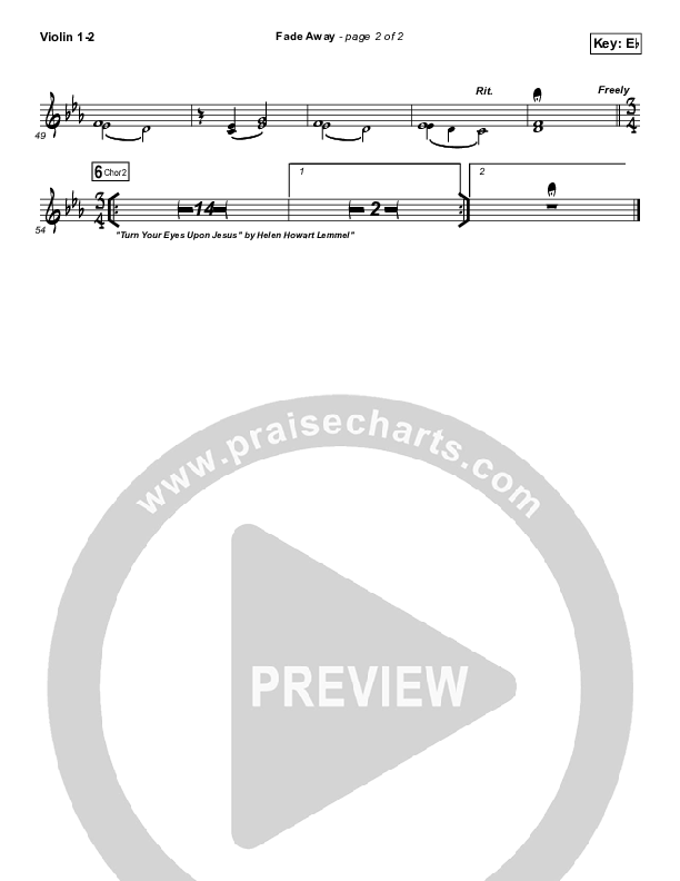 Fade Away Violin 1/2 (Passion / Melodie Malone)