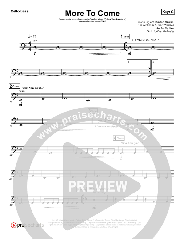 More To Come Cello/Bass (Passion / Kristian Stanfill)
