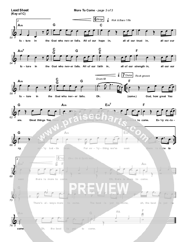 More To Come Lead Sheet (Melody) (Passion / Kristian Stanfill)