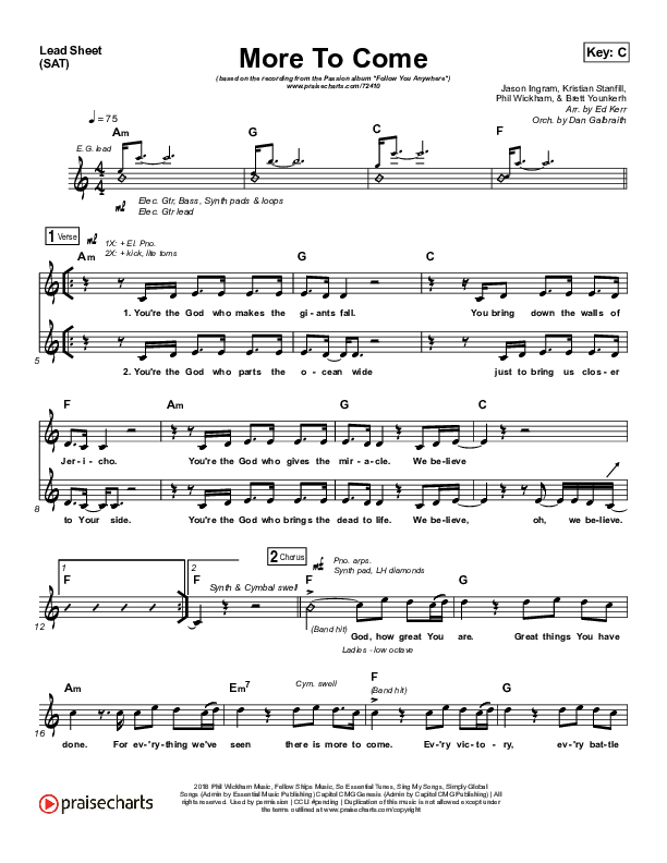 More To Come Lead Sheet (SAT) (Passion / Kristian Stanfill)