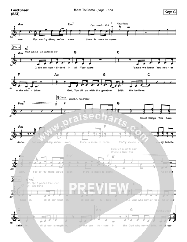 More To Come Lead Sheet (SAT) (Passion / Kristian Stanfill)