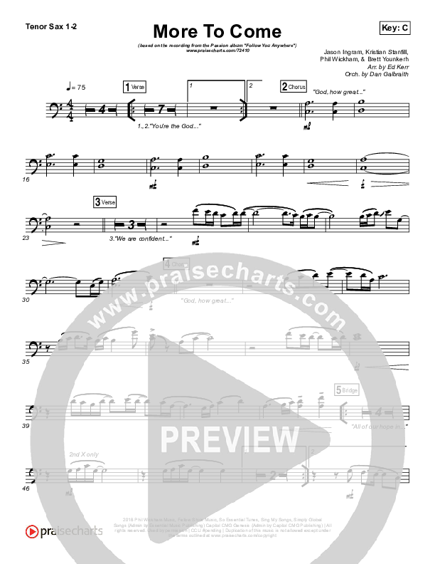 More To Come Tenor Sax 1/2 (Passion / Kristian Stanfill)