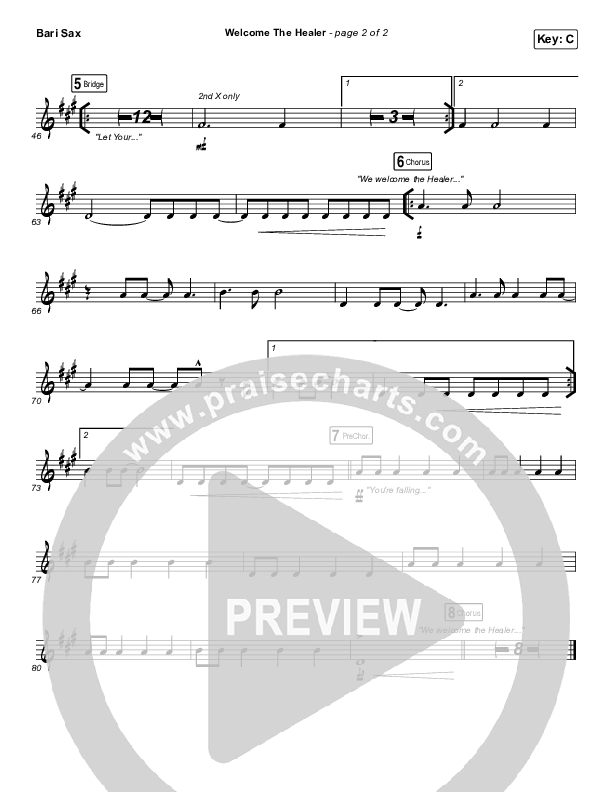 Welcome The Healer Bari Sax (Passion / Sean Curran)