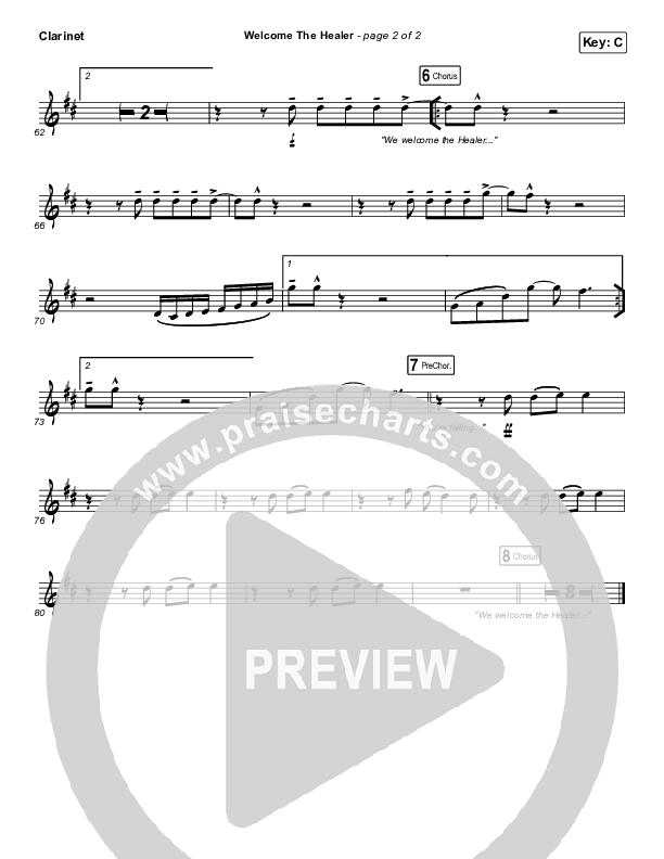 Welcome The Healer Clarinet (Passion / Sean Curran)