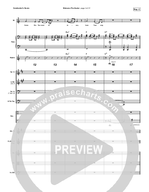 Welcome The Healer Conductor's Score (Passion / Sean Curran)
