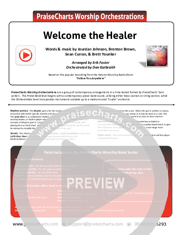 Welcome The Healer Orchestration (Passion / Sean Curran)