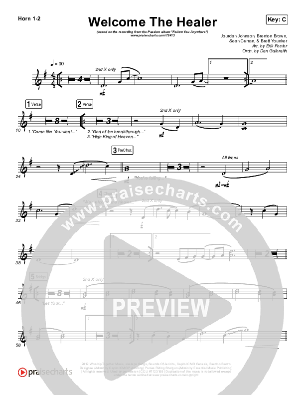 Welcome The Healer Brass Pack (Passion / Sean Curran)