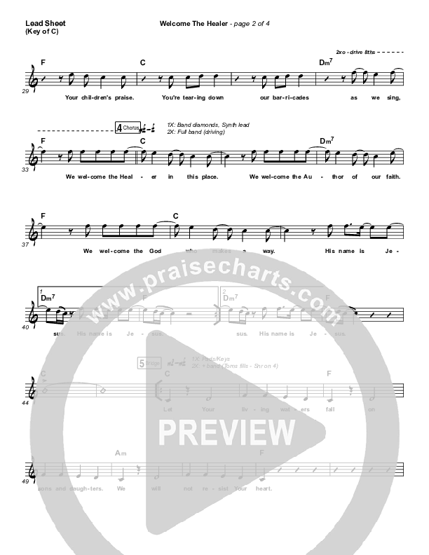Welcome The Healer Lead Sheet (Melody) (Passion / Sean Curran)