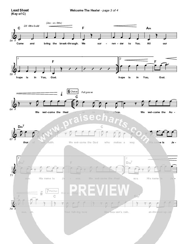 Welcome The Healer Lead Sheet (Melody) (Passion / Sean Curran)
