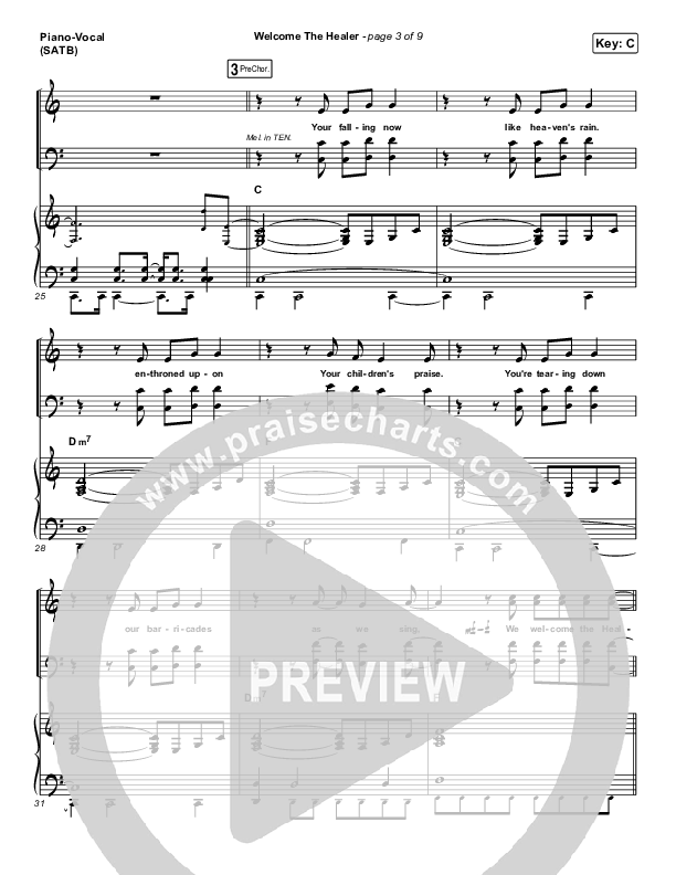 Welcome The Healer Piano/Vocal (SATB) (Passion / Sean Curran)