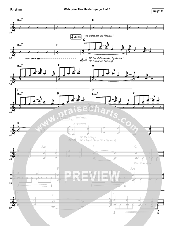 Welcome The Healer Rhythm Chart (Passion / Sean Curran)