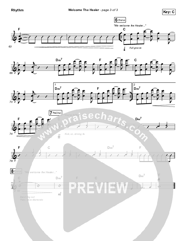 Welcome The Healer Rhythm Chart (Passion / Sean Curran)