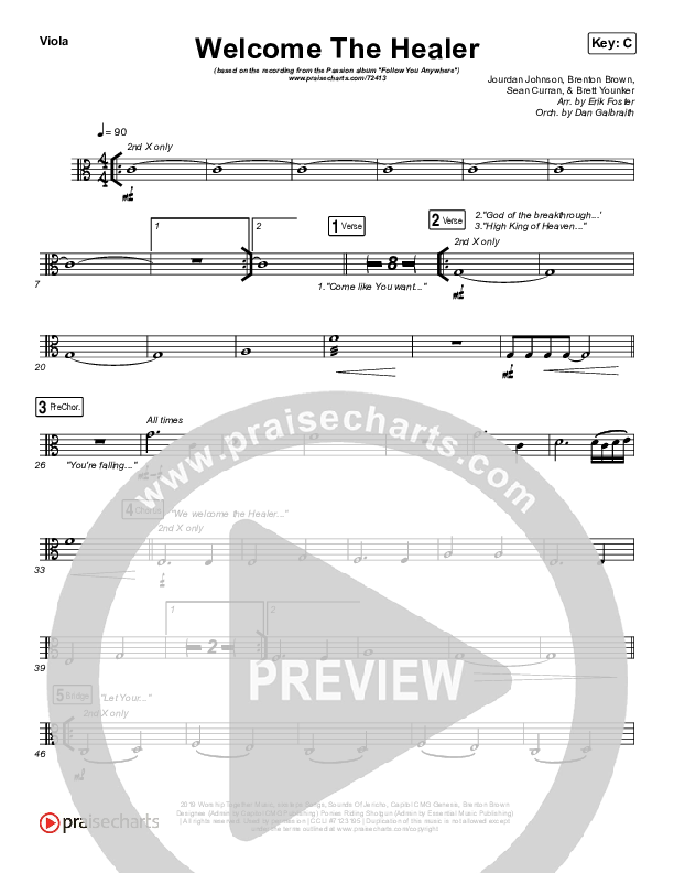 Welcome The Healer Viola (Passion / Sean Curran)