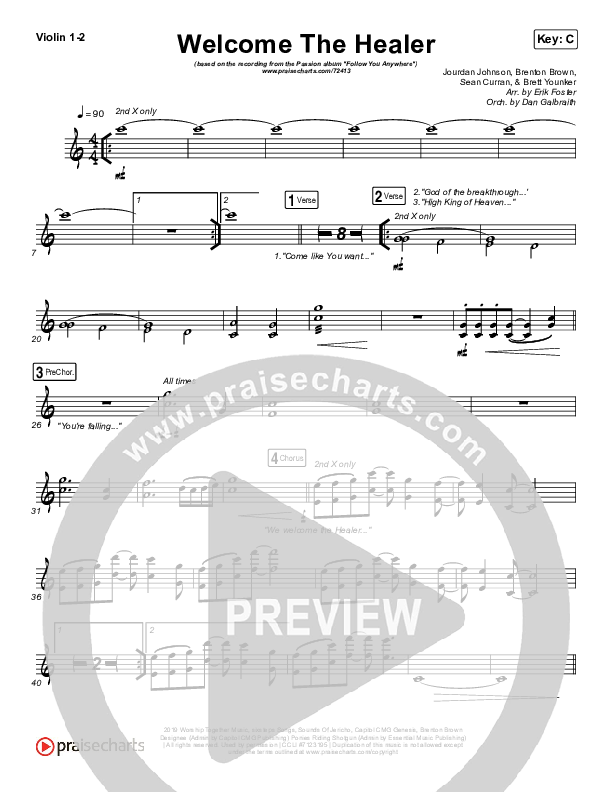 Welcome The Healer Violin 1/2 (Passion / Sean Curran)