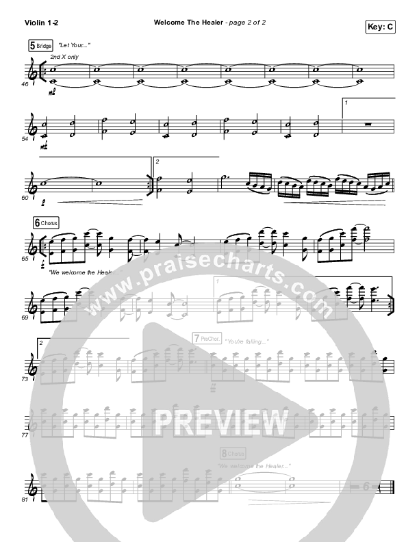 Welcome The Healer Violin 1/2 (Passion / Sean Curran)