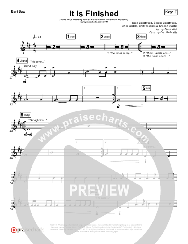 It Is Finished Bari Sax (Passion / Melodie Malone)
