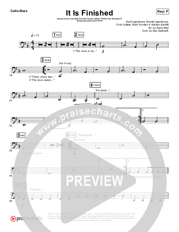 It Is Finished Cello/Bass (Passion / Melodie Malone)