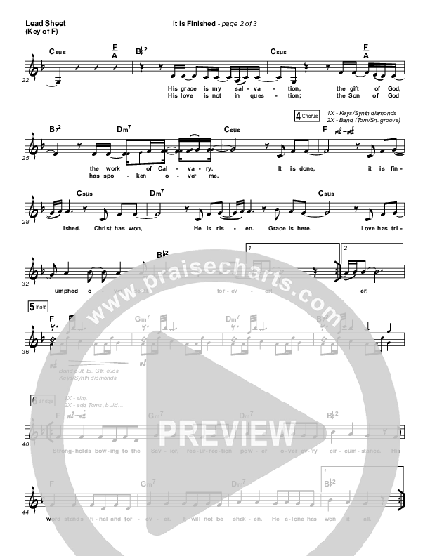 It Is Finished Lead Sheet (Melody) (Passion / Melodie Malone)