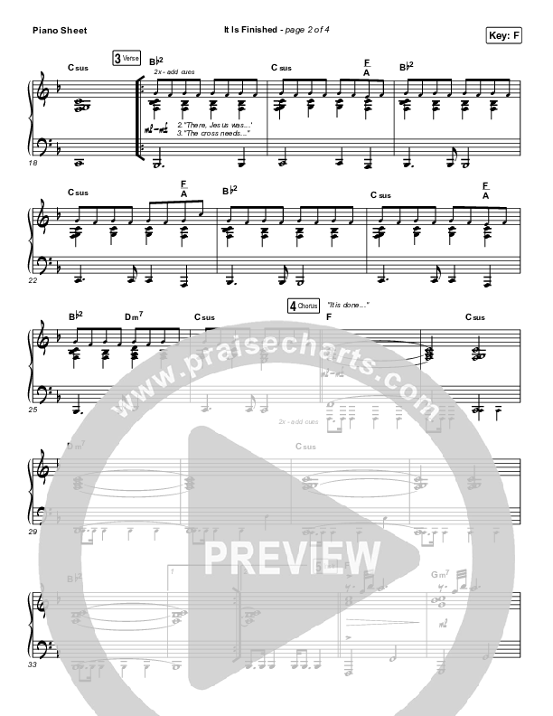It Is Finished Piano Sheet (Passion / Melodie Malone)