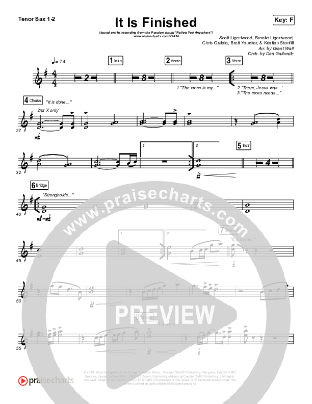 It Is Finished Tenor Sax 1/2 (Passion / Melodie Malone)