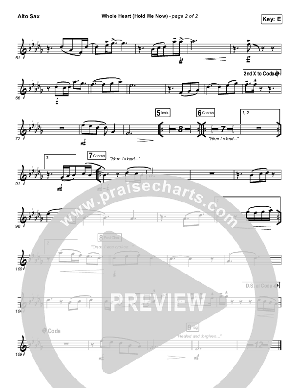 Whole Heart (Hold Me Now) Alto Sax (Hillsong UNITED)