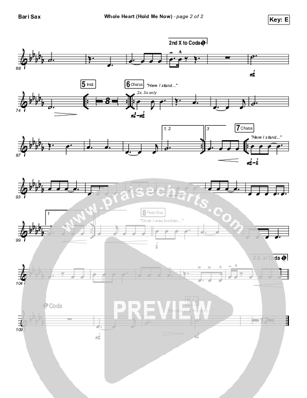 Whole Heart (Hold Me Now) Bari Sax (Hillsong UNITED)