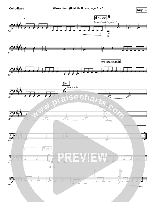 Whole Heart (Hold Me Now) Cello/Bass (Hillsong UNITED)
