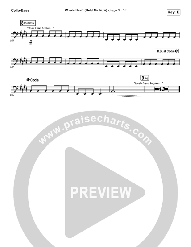 Whole Heart (Hold Me Now) Cello/Bass (Hillsong UNITED)