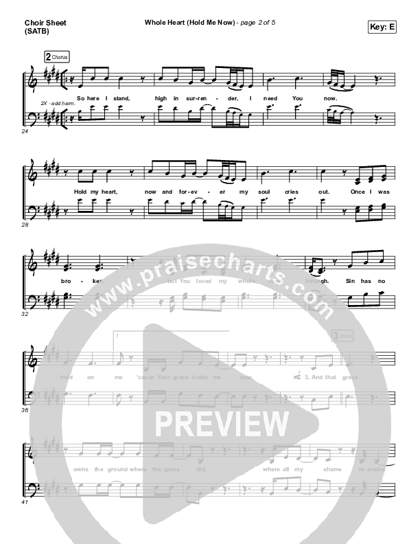 Whole Heart (Hold Me Now) Choir Sheet (SATB) (Hillsong UNITED)