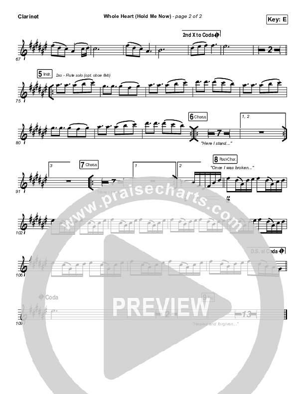 Whole Heart (Hold Me Now) Clarinet (Hillsong UNITED)