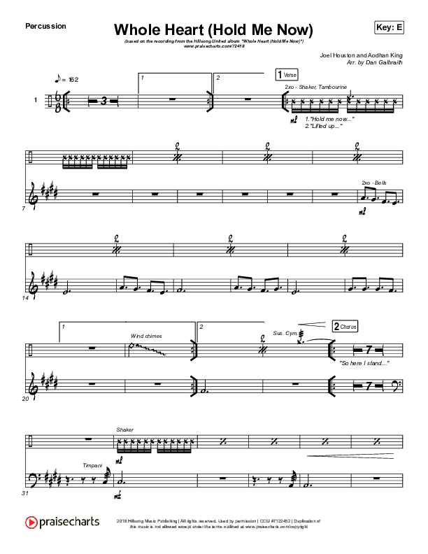 Whole Heart (Hold Me Now) Percussion (Hillsong UNITED)