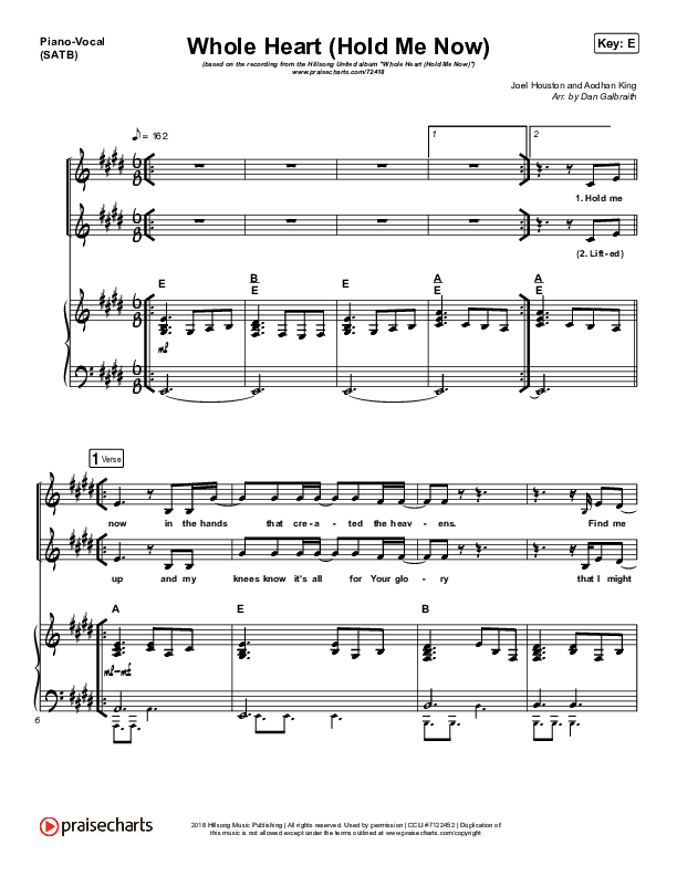 Whole Heart (Hold Me Now) Piano/Vocal Pack (Hillsong UNITED)