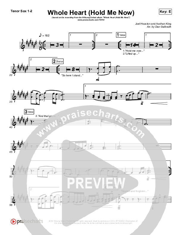Whole Heart (Hold Me Now) Tenor Sax 1/2 (Hillsong UNITED)