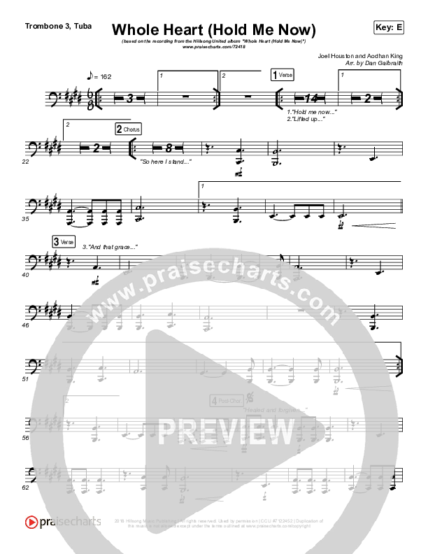 Whole Heart (Hold Me Now) Trombone 3/Tuba (Hillsong UNITED)