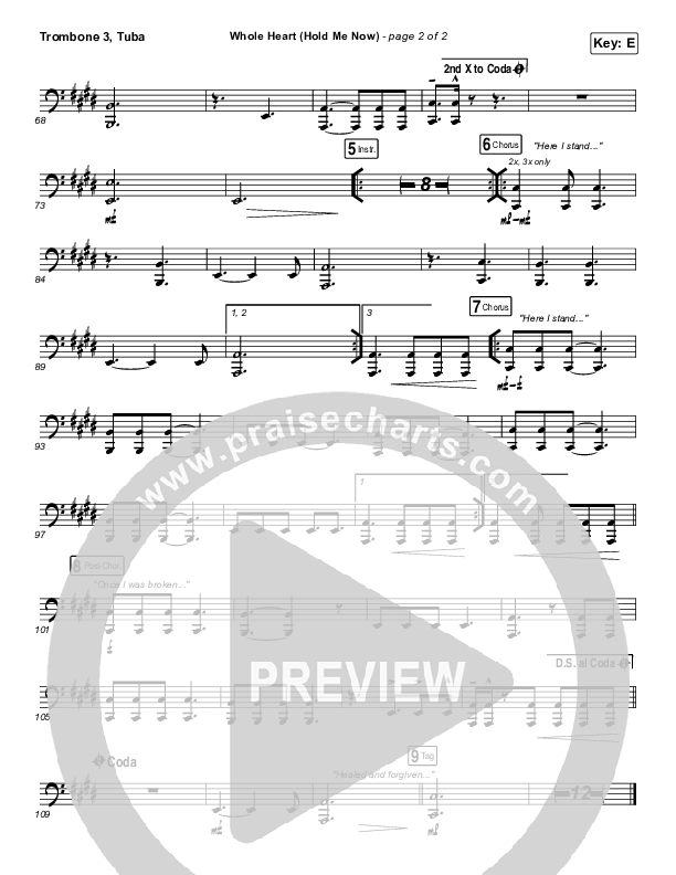 Whole Heart (Hold Me Now) Trombone 3/Tuba (Hillsong UNITED)