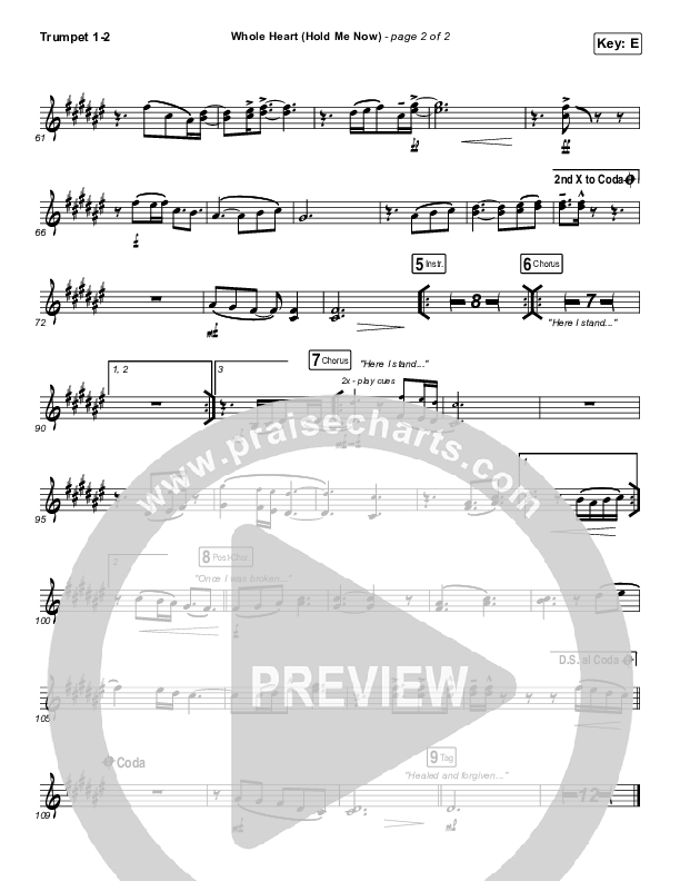 Whole Heart (Hold Me Now) Trumpet 1,2 (Hillsong UNITED)