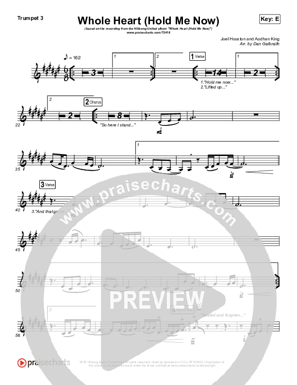 Whole Heart (Hold Me Now) Trumpet 3 (Hillsong UNITED)