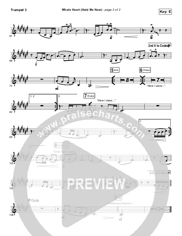Whole Heart (Hold Me Now) Trumpet 3 (Hillsong UNITED)
