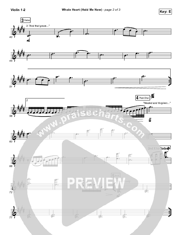 Whole Heart (Hold Me Now) Violin 1/2 (Hillsong UNITED)