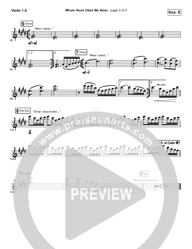 Whole Heart (Hold Me Now) Violin 1/2 (Hillsong UNITED)