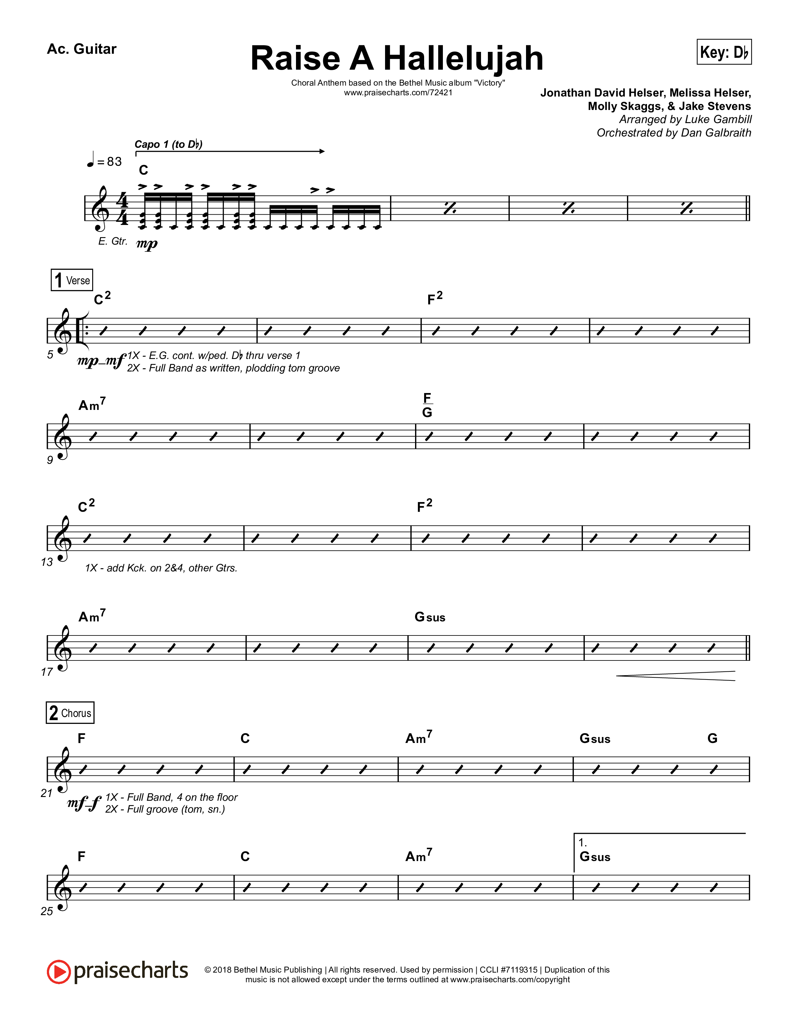 Raise A Hallelujah (Choral Anthem SATB) Acoustic Guitar (Bethel Music / Arr. Luke Gambill)