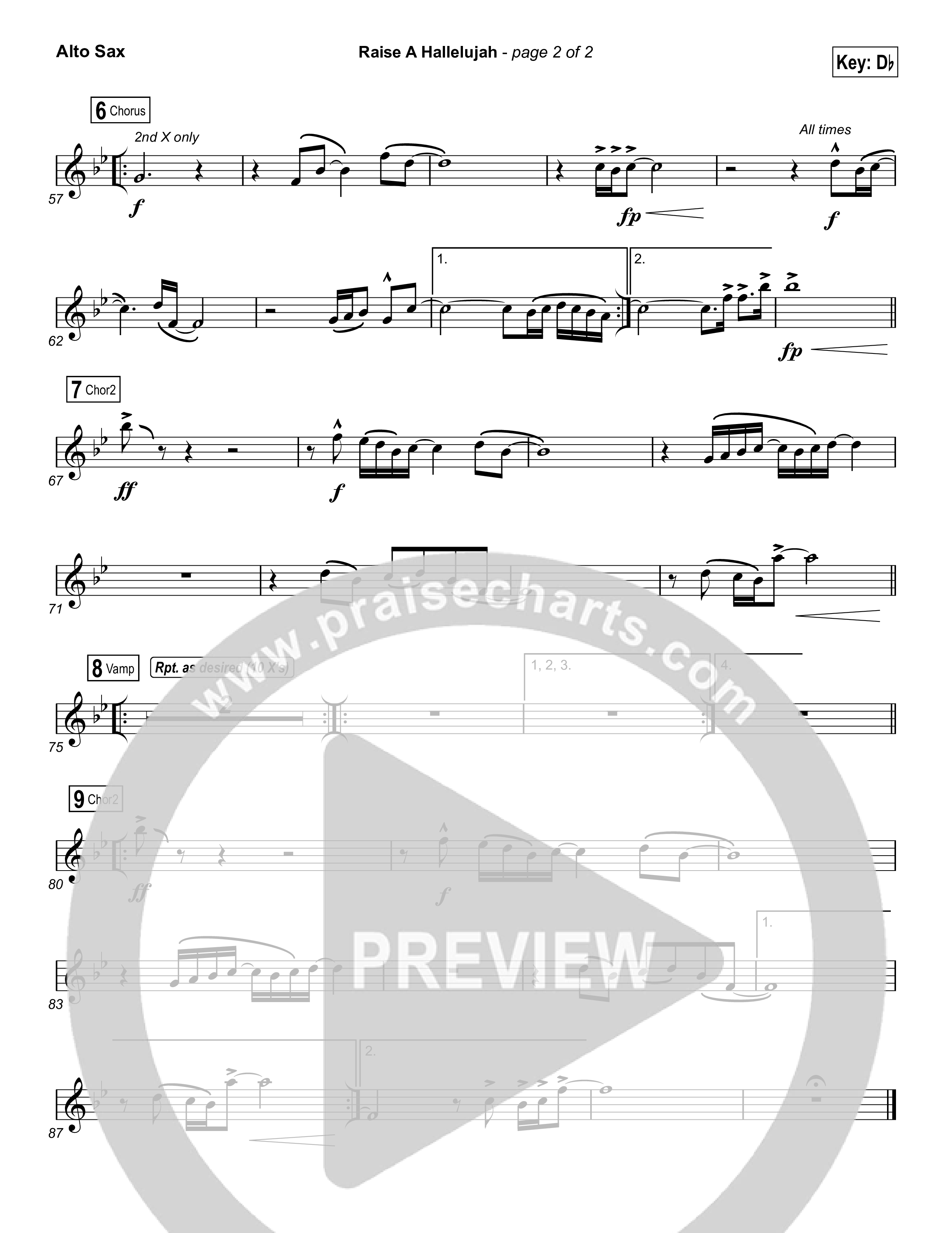 Raise A Hallelujah (Choral Anthem SATB) Alto Sax (Bethel Music / Arr. Luke Gambill)
