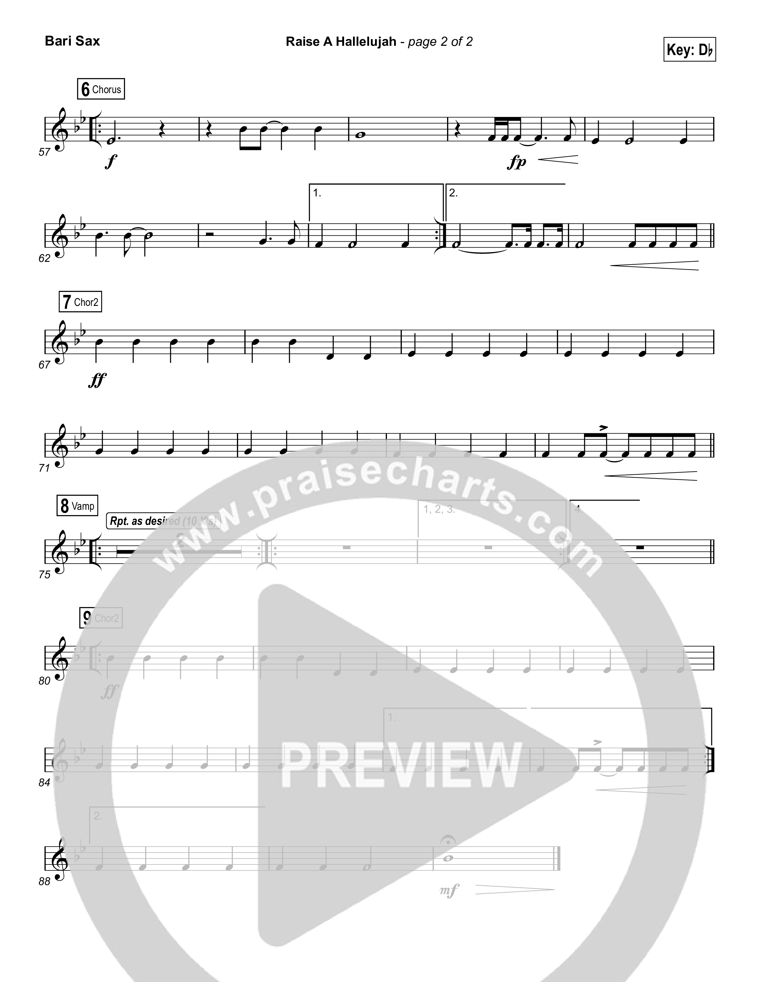 Raise A Hallelujah (Choral Anthem SATB) Bari Sax (Bethel Music / Arr. Luke Gambill)