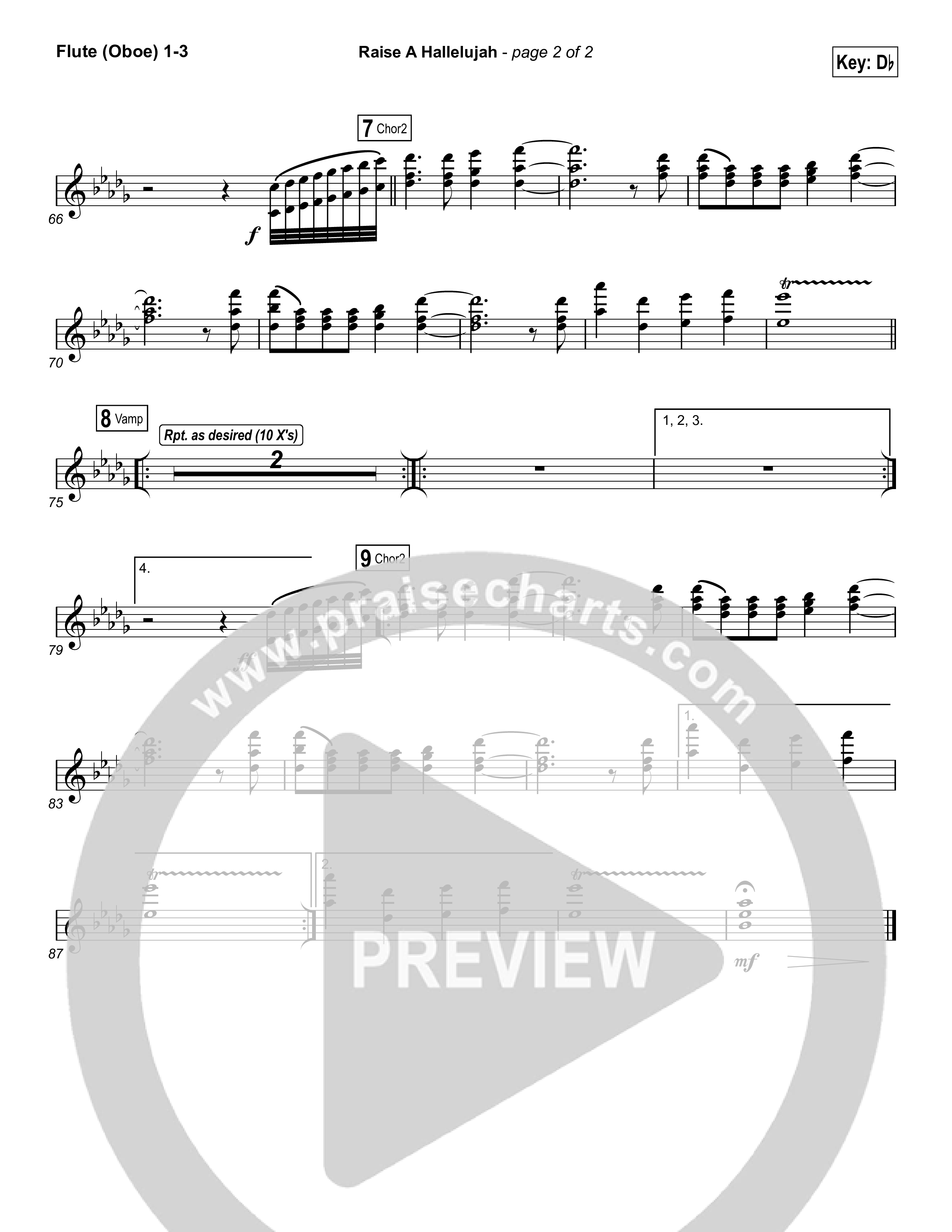Raise A Hallelujah (Choral Anthem SATB) Flute/Oboe 1/2/3 (Bethel Music / Arr. Luke Gambill)