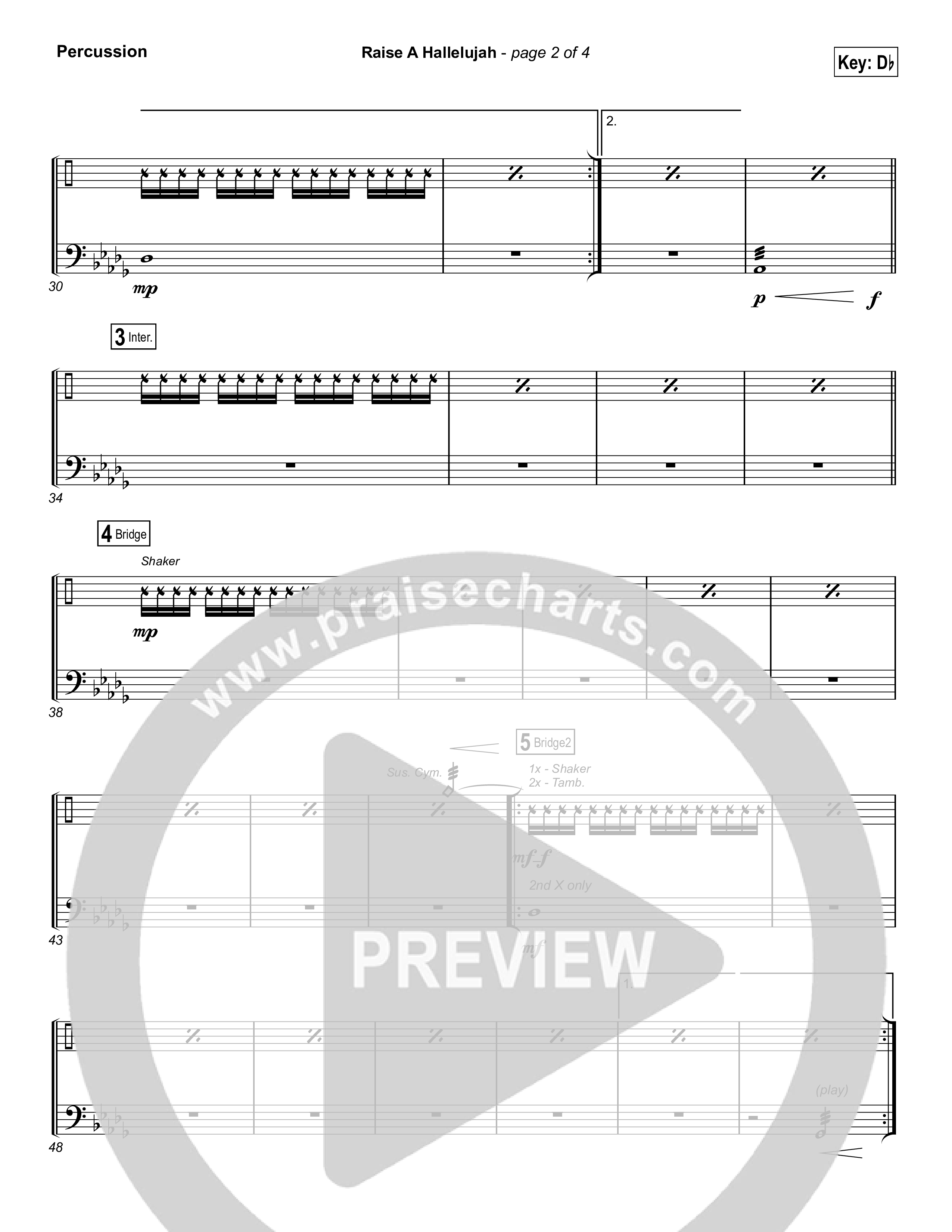 Raise A Hallelujah (Choral Anthem SATB) Percussion (Bethel Music / Arr. Luke Gambill)