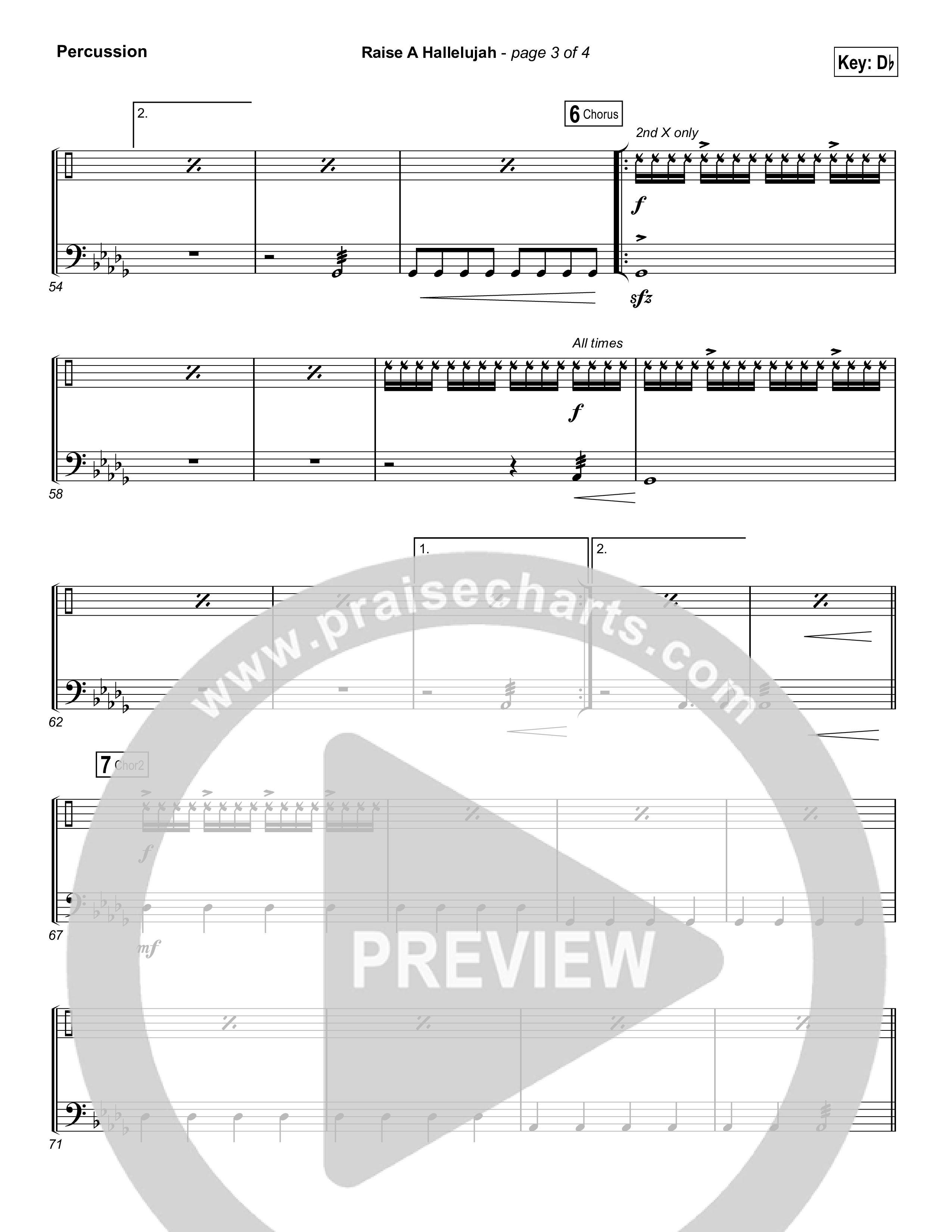 Raise A Hallelujah (Choral Anthem SATB) Percussion (Bethel Music / Arr. Luke Gambill)